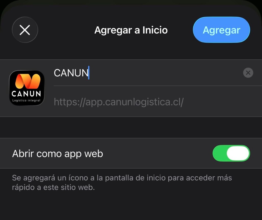 Paso 5: confirmar Agregar a Inicio